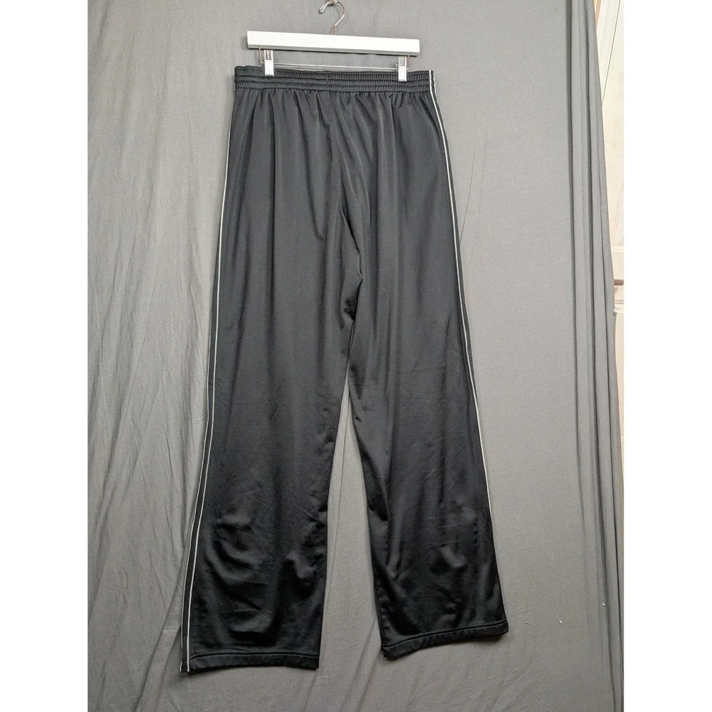 Nike Mens Track Pants Black White Side Stripe Elastic Waist Ankle‎ Zip LT